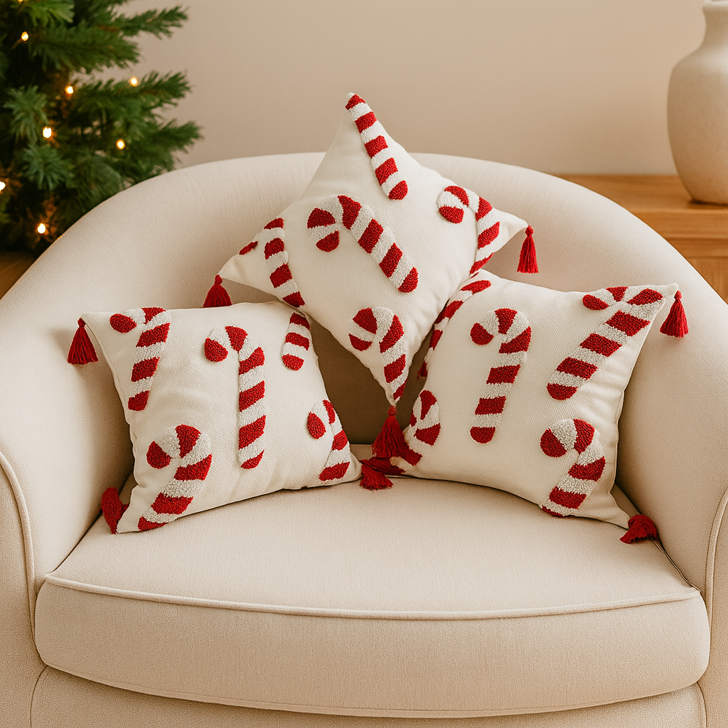 Jollora | Weihnachts-Kissenbezug mit Zuckerstangenmotiv