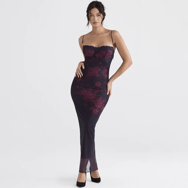 Isaline bedrucktes Maxikleid