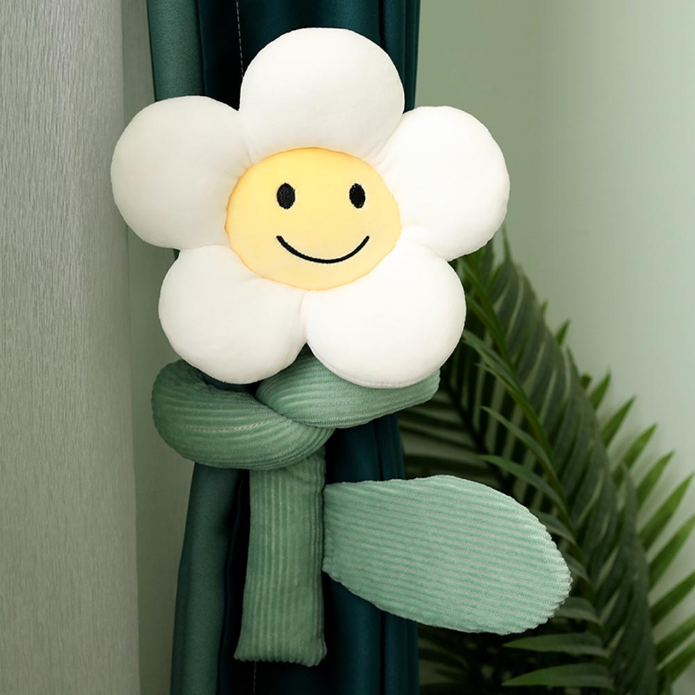 BlossomSmiles - Plüsch-blütenförmiger Smiley-Vorhangbinder