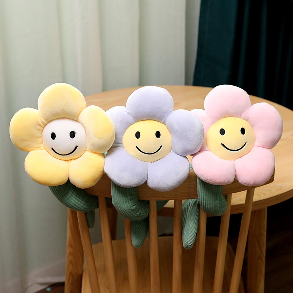 BlossomSmiles - Plüsch-blütenförmiger Smiley-Vorhangbinder