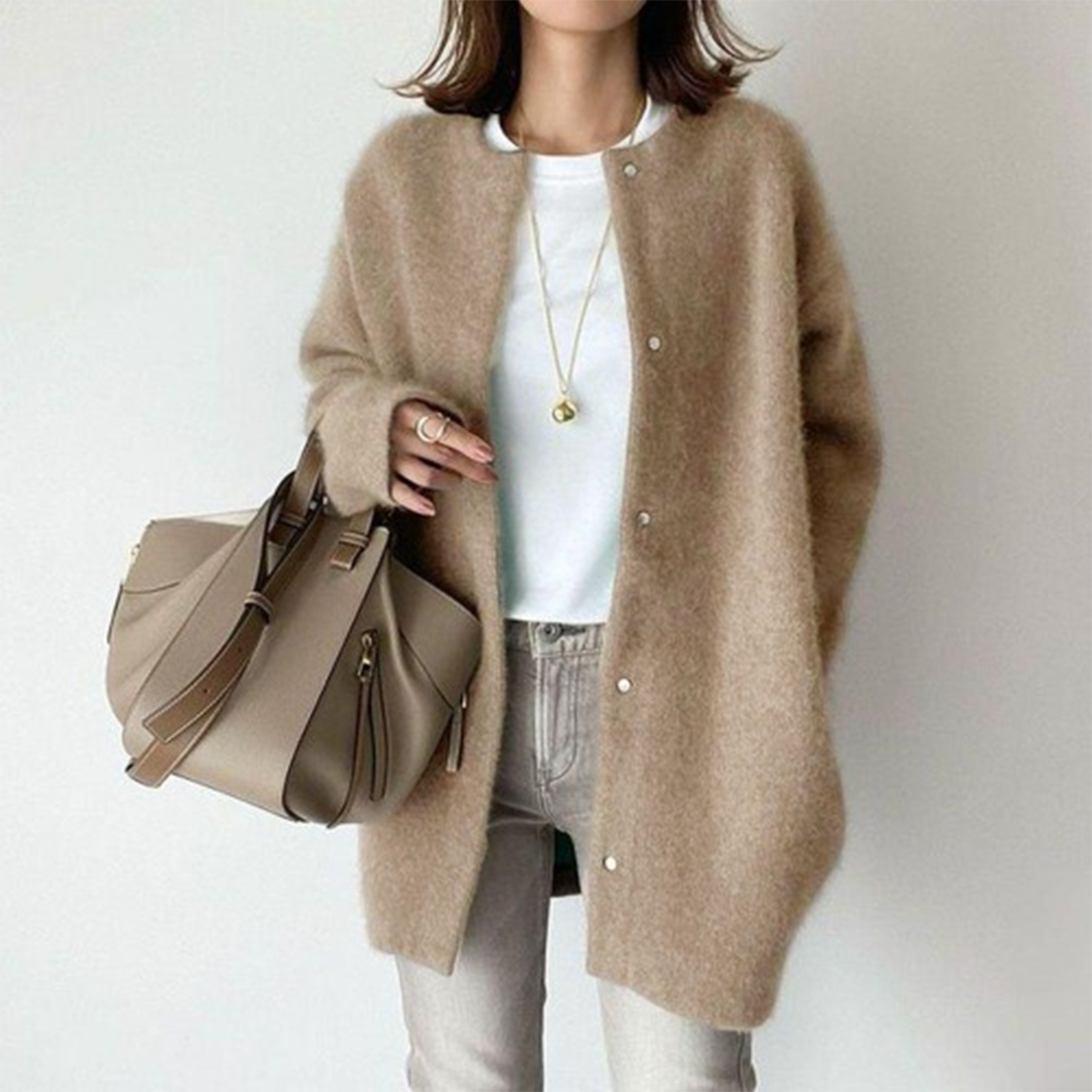 Sofia Elegante Langarm-Cardigan mit Taschen