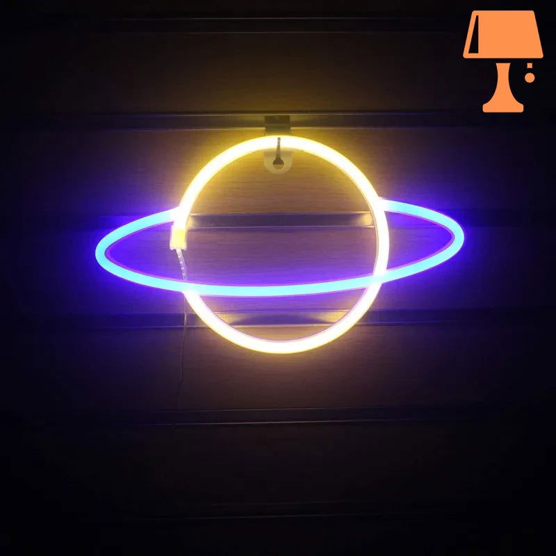 CosmoGlow – Planet-inspirierte wandmontierte Neonröhrenlichter