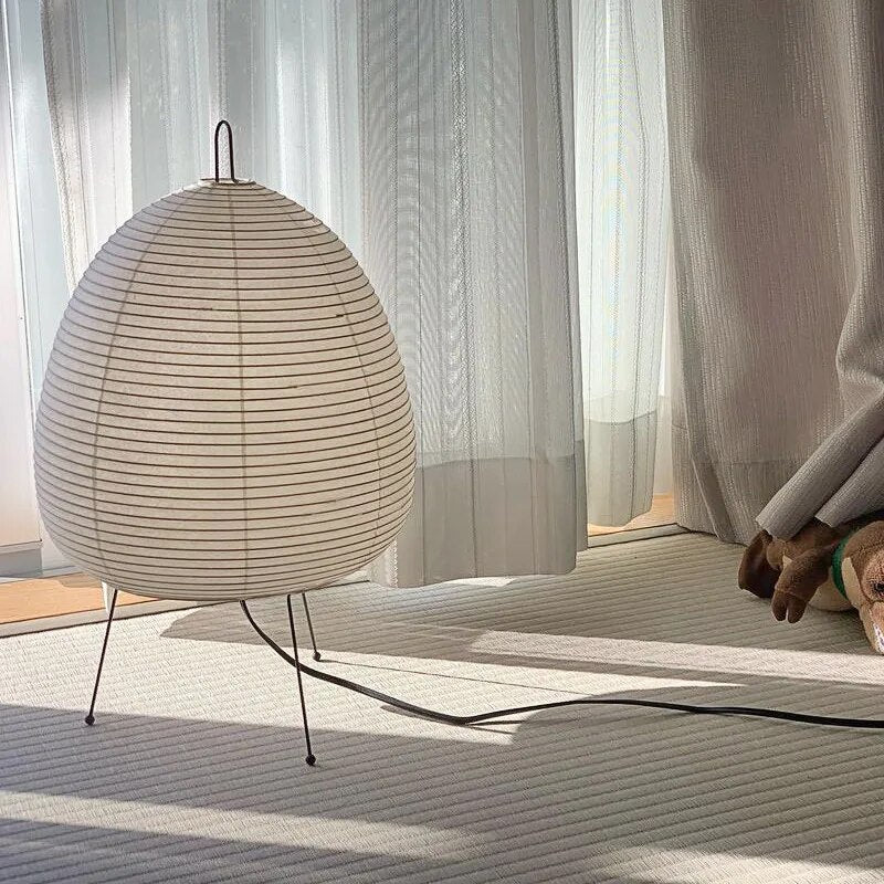 AmbientGlow - moderne Mid-Century Rispapirbordlampe