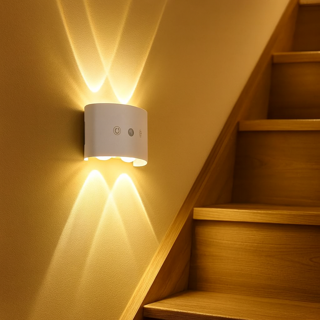 LumiNova | Cat-Eye LED-Wandleuchte mit Bewegungssensor – 3-farbig einstellbar, USB-aufladbar