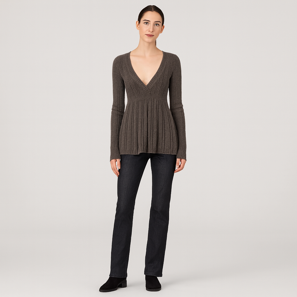 Maeva | Weicher Zopfmuster-Pullover mit V-Ausschnitt