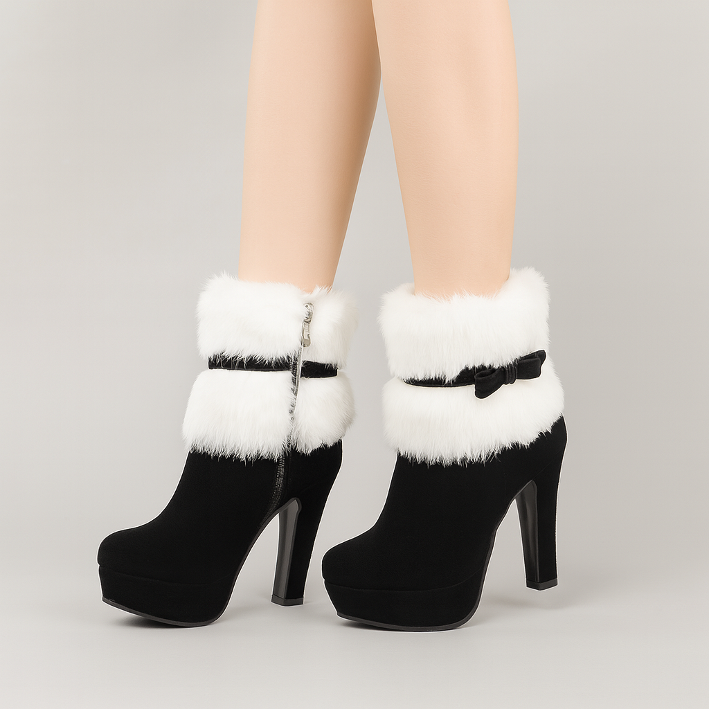 Marivelle | Plüsch-Winterstiefel mit Schleife