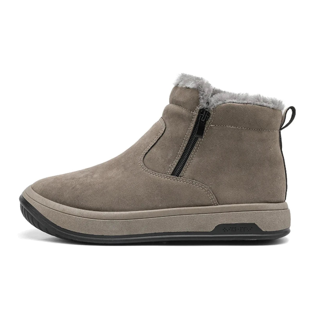 James - Warme rutschfeste Stiefeletten mit Reißverschluss und Futter aus Fell