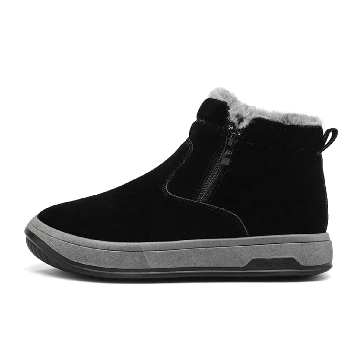 James - Warme rutschfeste Stiefeletten mit Reißverschluss und Futter aus Fell