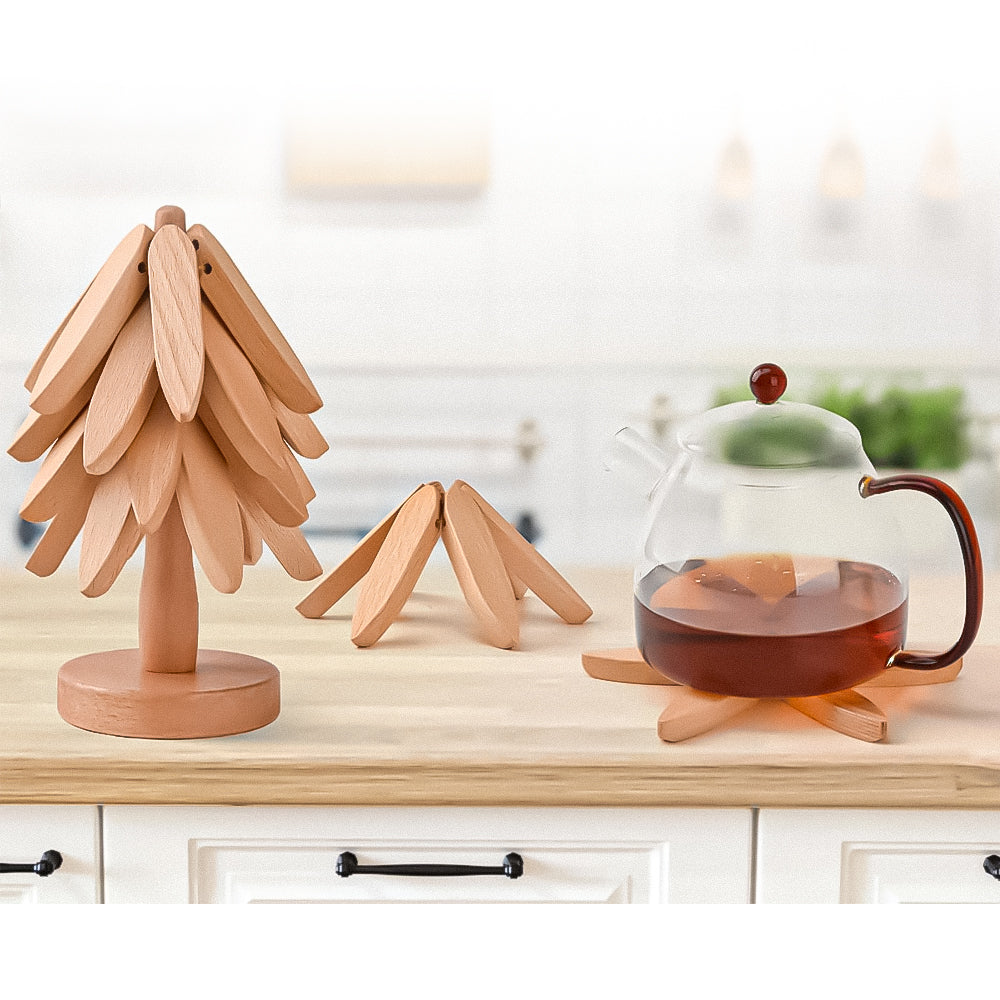 NordicWood Handgefertigte Holzuntersetzer und Unterlagen Set