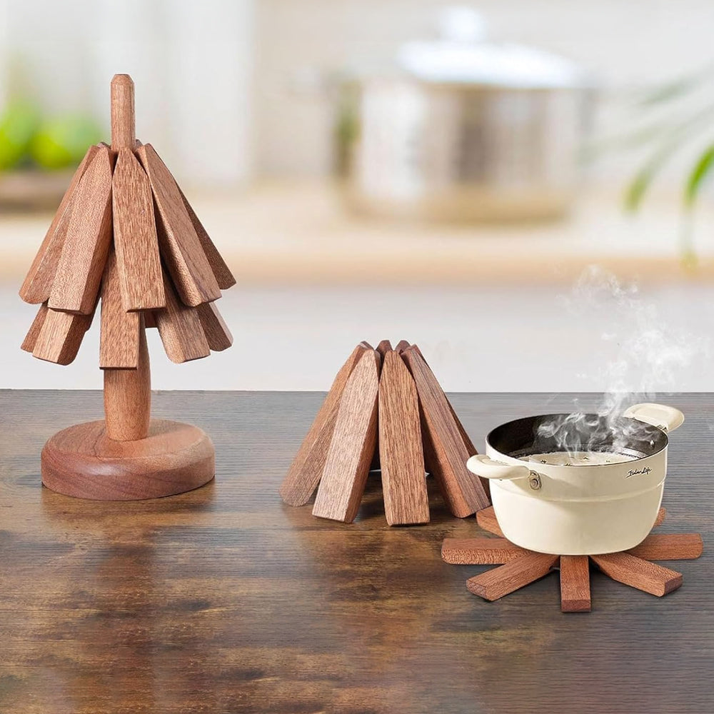 NordicWood Handgefertigte Holzuntersetzer und Unterlagen Set