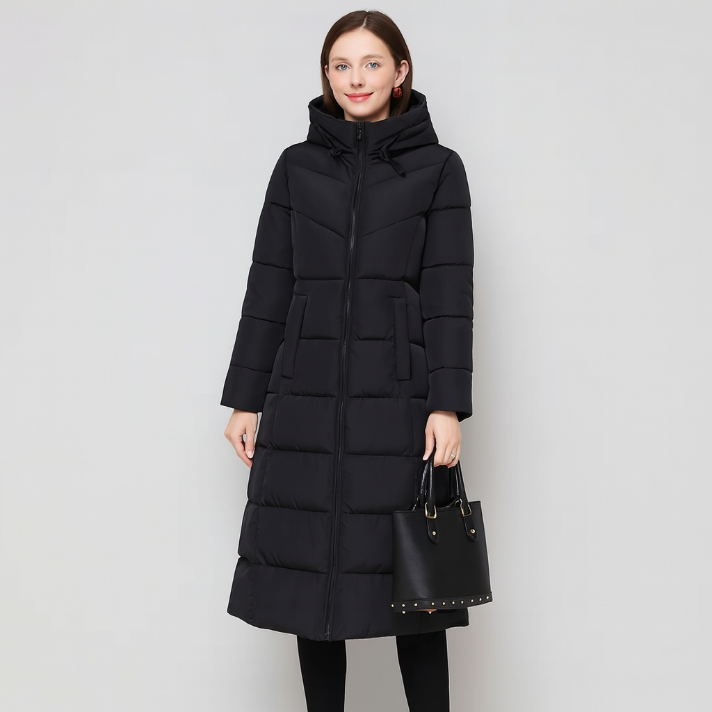 Nordveil | Verdickter, knielanger Wintermantel mit kuscheligem Reißverschluss