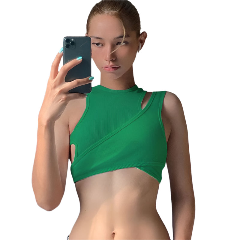 Isla - Wickeldesign und ausgeschnittene Details Crop Top