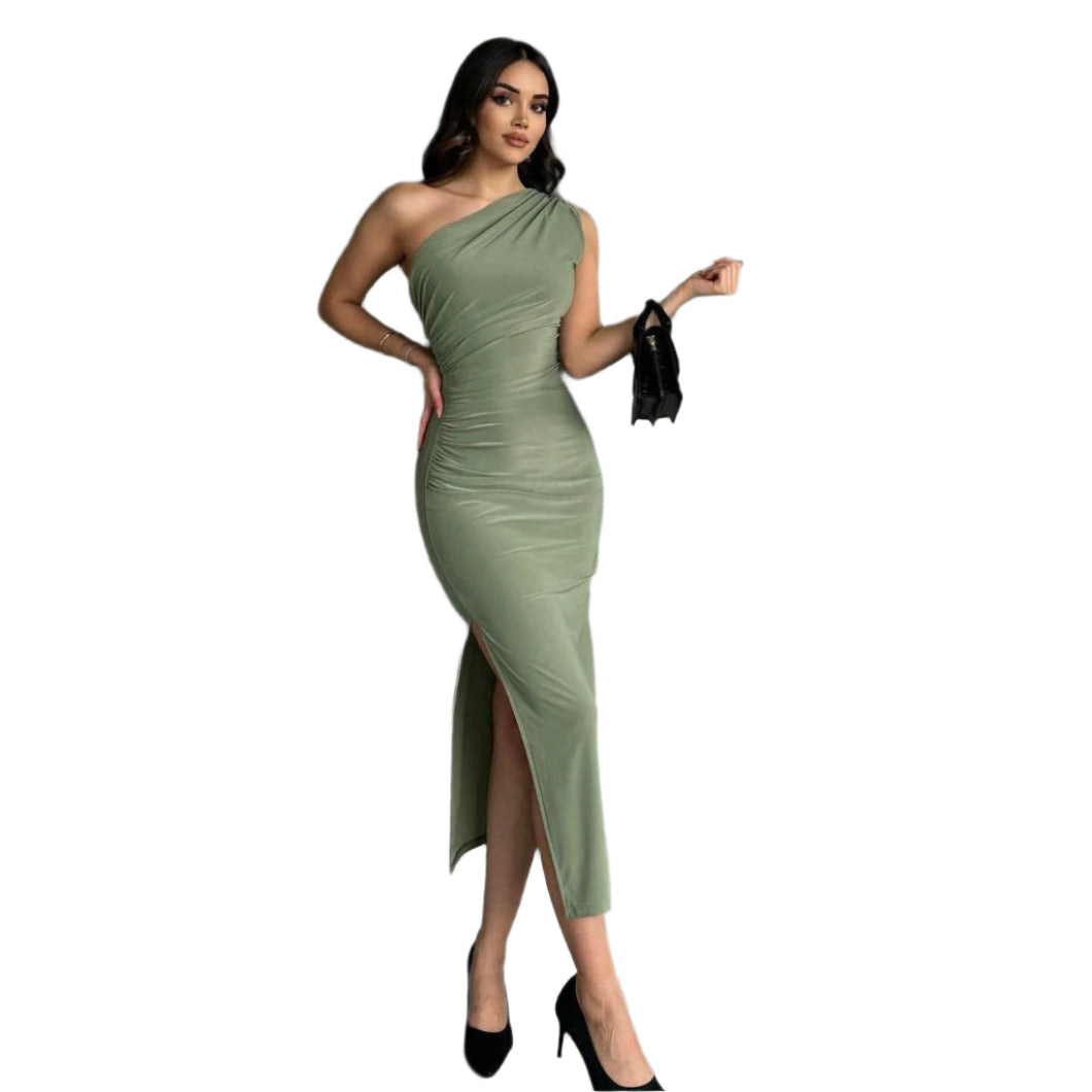 Rania - Elegantes Drapieren und asymmetrischer Schnitt Maxikleid
