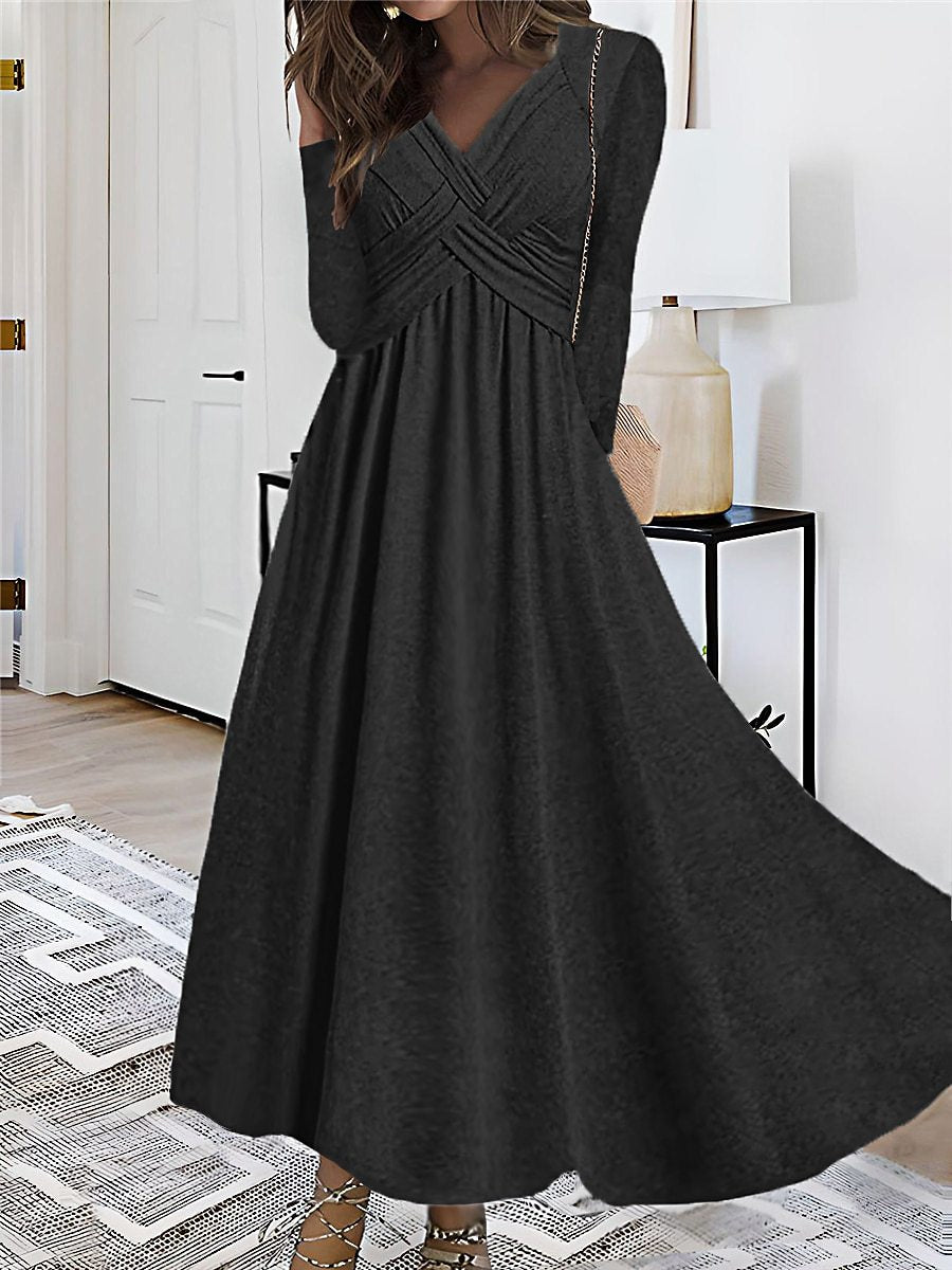 Liva Stilvolle V-Ausschnitt Maxikleid mit Hohem Schlitz