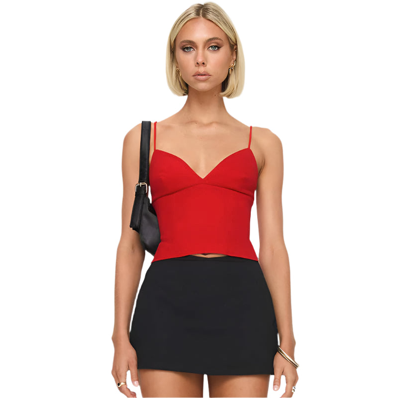 Jacquelyn - Sofistizierter Croptop mit V-Ausschnitt und Spaghettiträgern