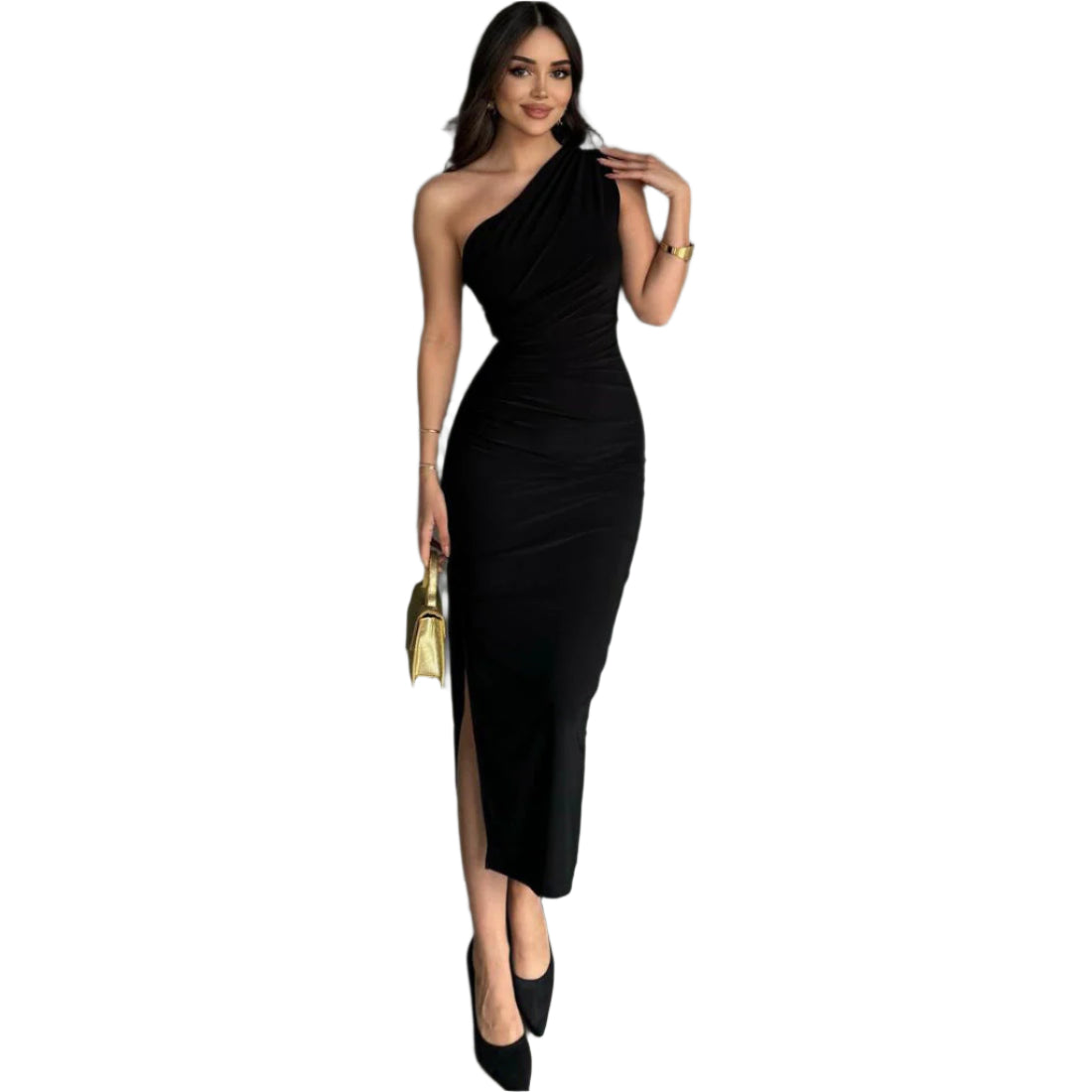 Rania - Elegantes Drapieren und asymmetrischer Schnitt Maxikleid