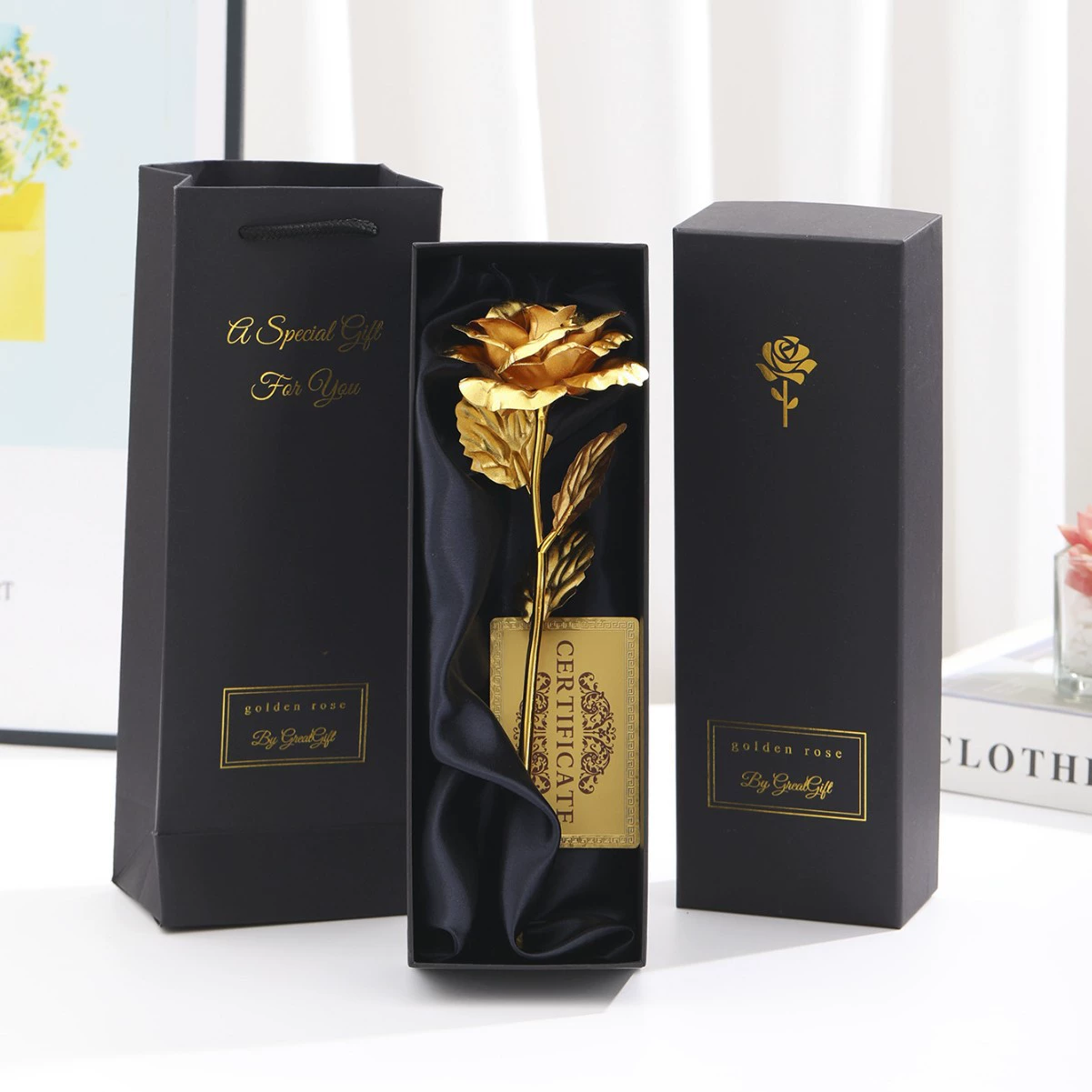 Aurelia 24K Vergoldete Rose – Ein Zeitloses Geschenk in Luxuriösem Geschenkkarton