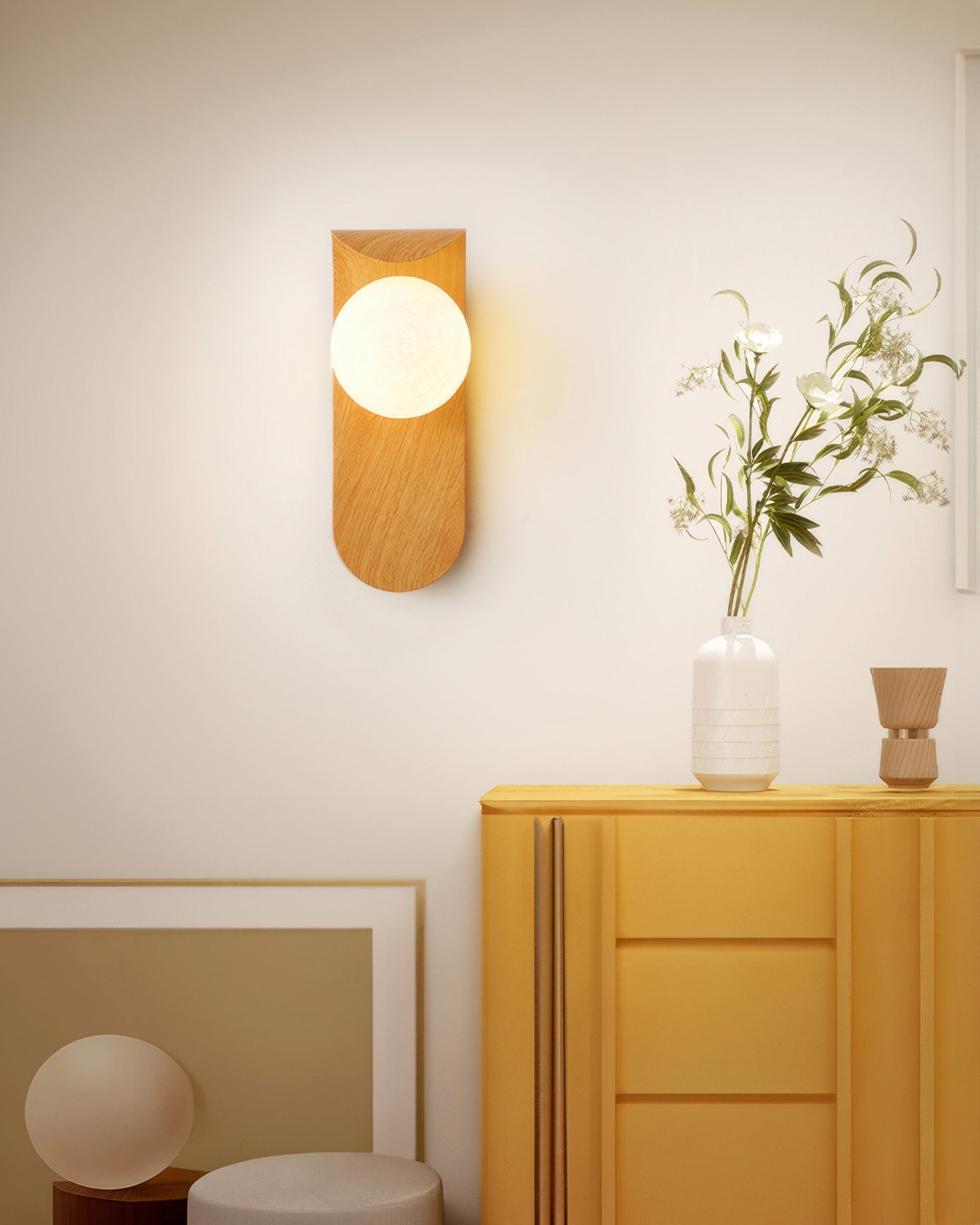 RetroSphere - Vintage sphärische Holz Wandleuchte