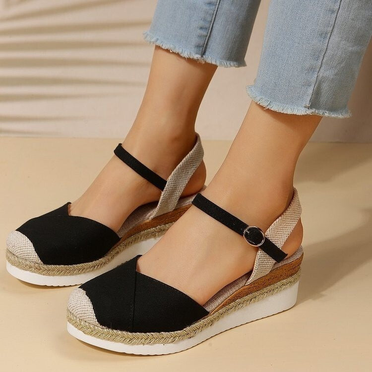 Sara - Schicke und bequeme Ankelsandalette Espadrillekeil