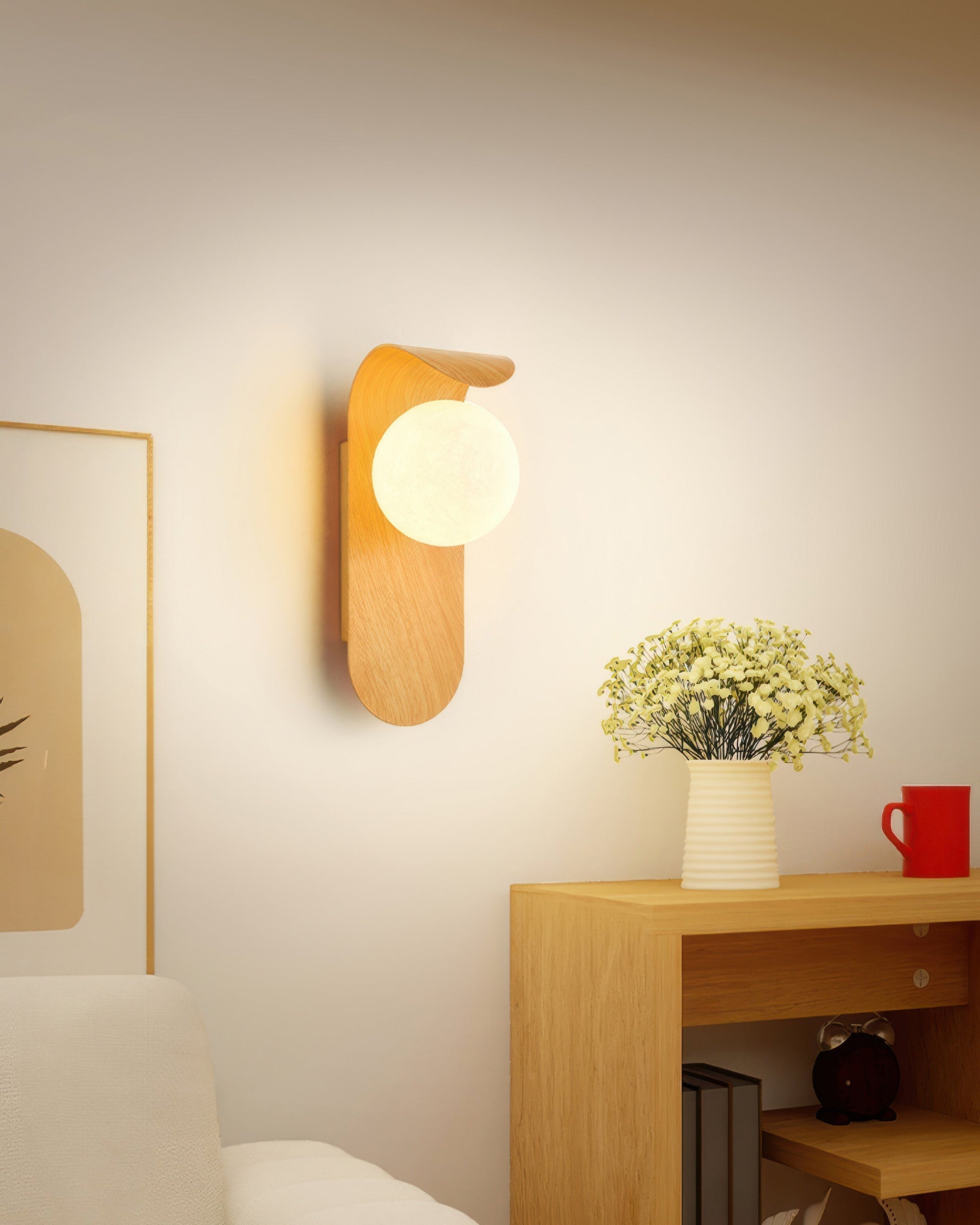 RetroSphere - Vintage sphärische Holz Wandleuchte