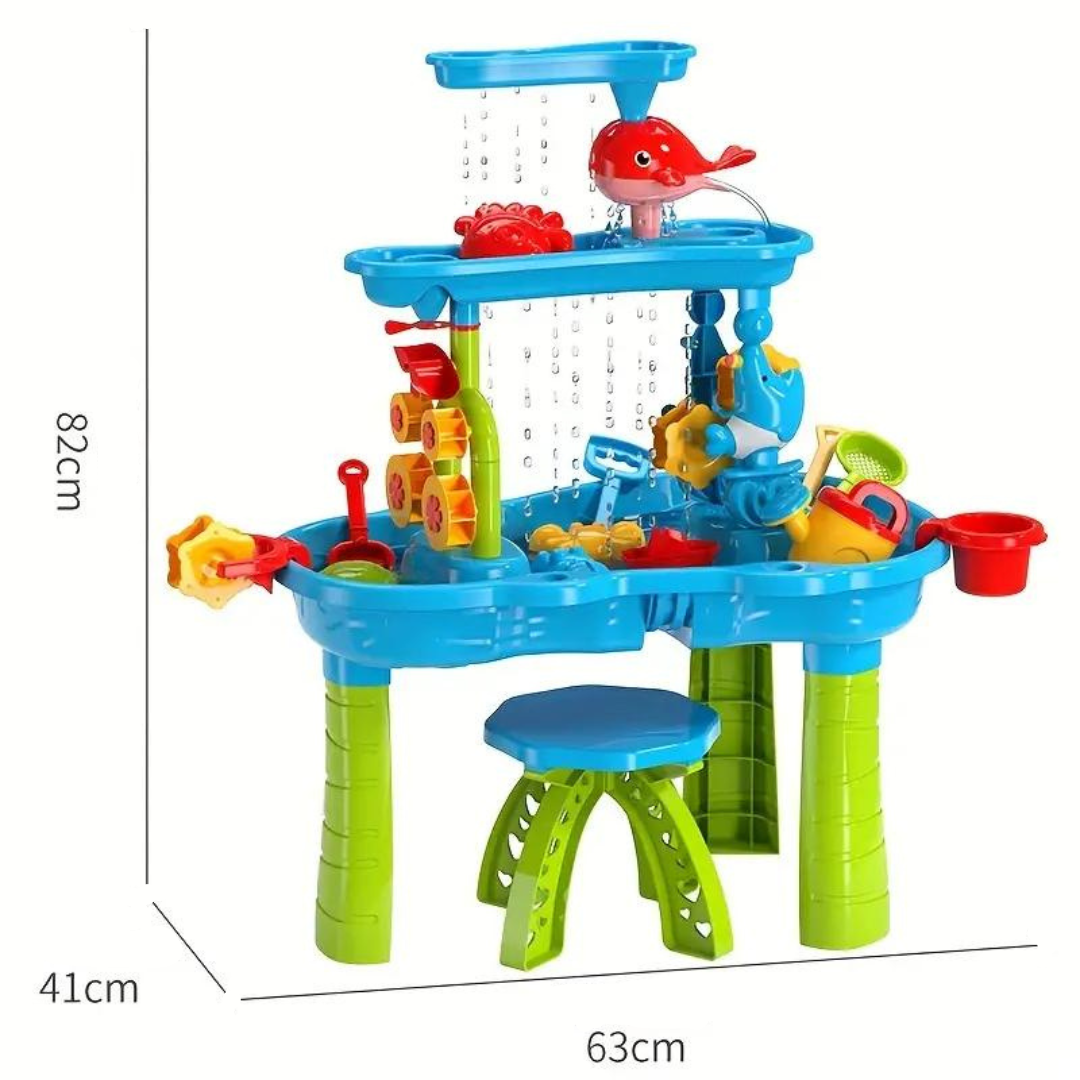 AquaAdventure - Sansevandsbord mit Wasserfall für Outdoor-Spiel