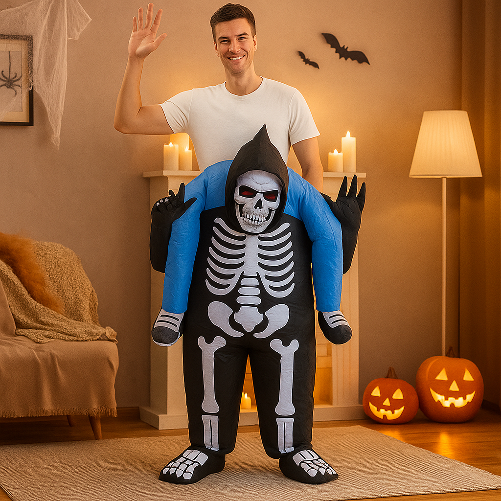 PhantomX | Aufblasbares Skelettkostüm für Halloweenpartys