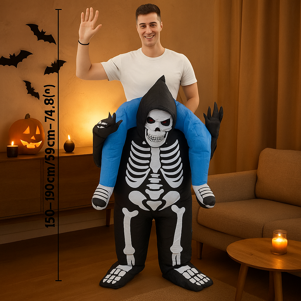PhantomX | Aufblasbares Skelettkostüm für Halloweenpartys