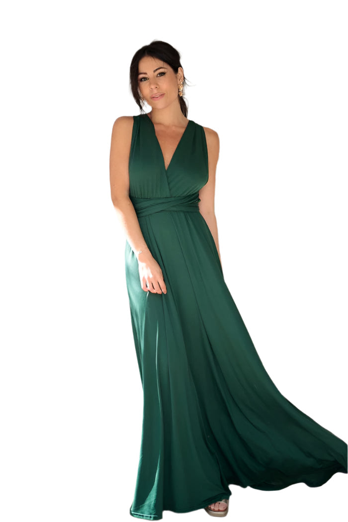 VersaGlam Elegante Convertible Abend Maxikleid – Fließend & Verstellbarer Sitz