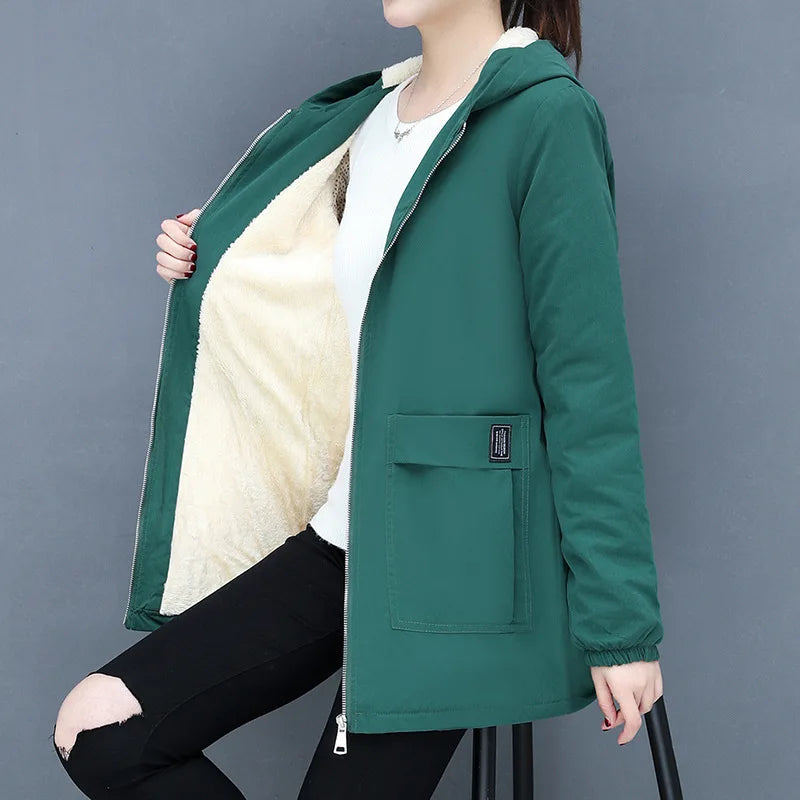 Vera Cozy Woll gepolsterte Jacke mit Kapuze