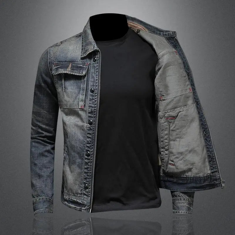 Felipe - Dunkel blaue Waschdenimjacke für Männer im Notfall