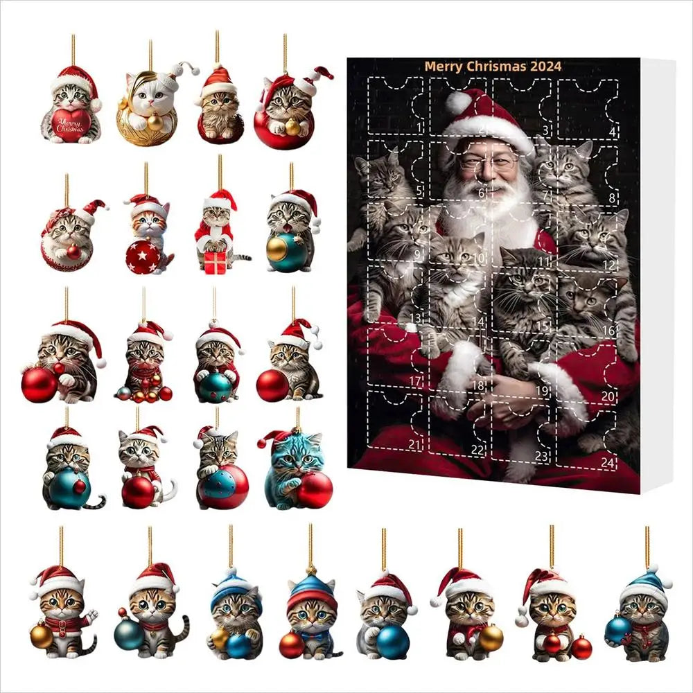 Adventskalender mit Weihnachtsbaumschmuck 2025 Süße Tiercomic
