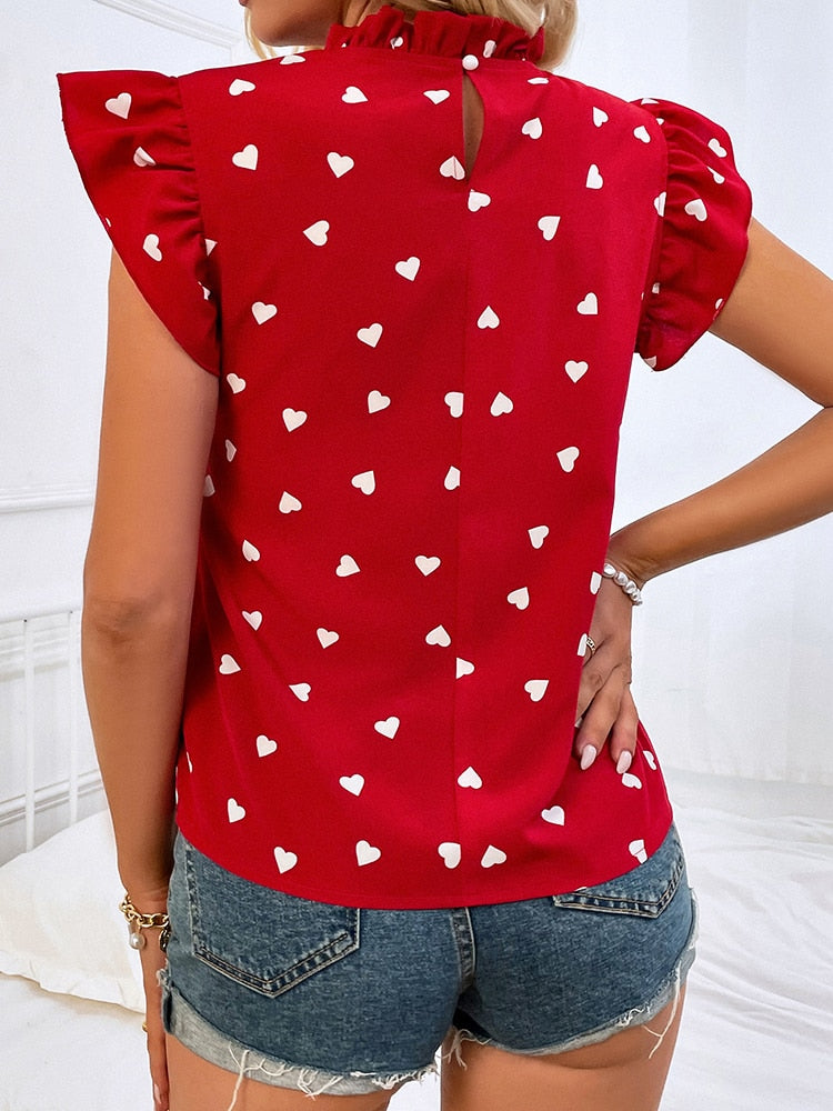 Mia Herz-Print Sommerbluse