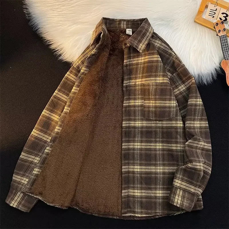 Luke Fleece-futter karierter trendiger Langarmshirt