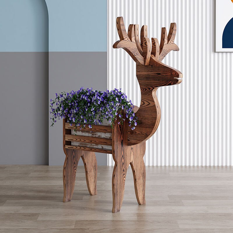 WhimsiRustic - Ausgefallenes Holzblumenständer Rentier