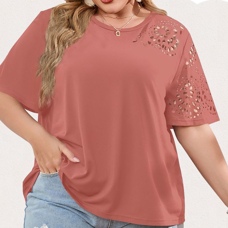 Kreatives Chiffon-T-Shirt mit Ausschnitten für Frauen