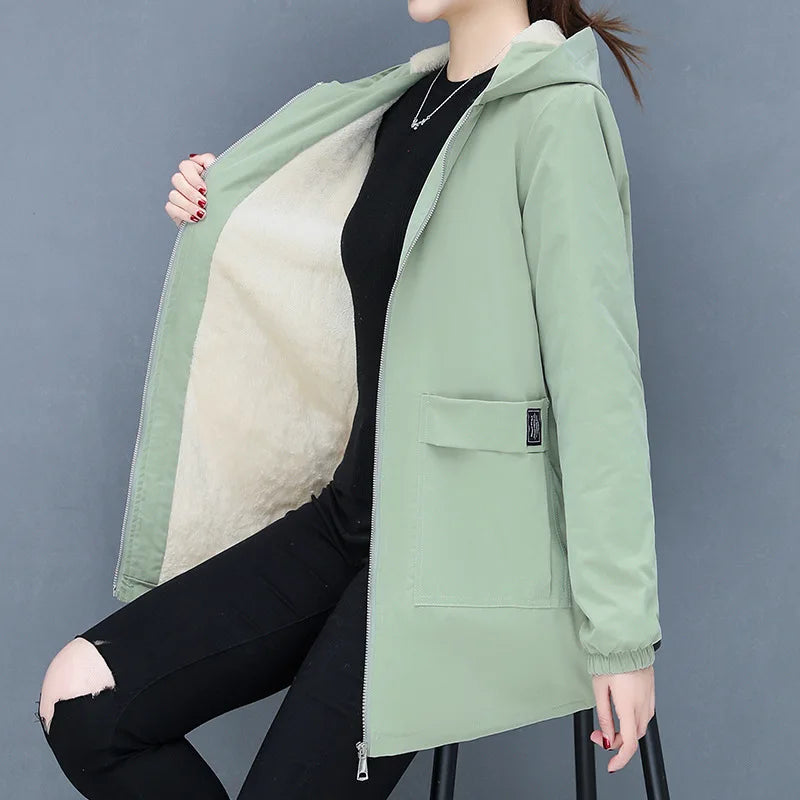 Vera Cozy Woll gepolsterte Jacke mit Kapuze
