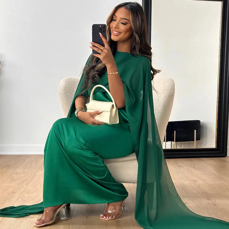 Jennifer - Elegantes Cape Maxi Kleid