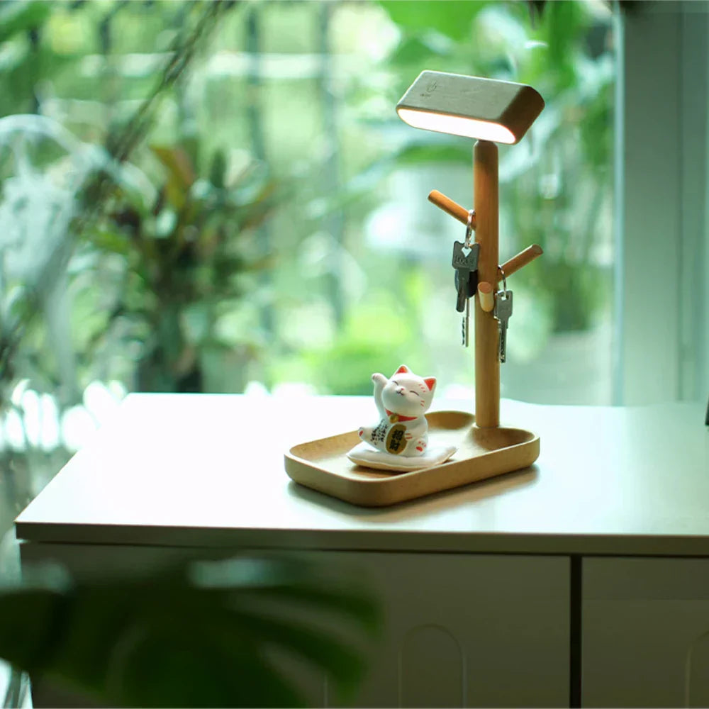 WoodGlow - Holzlampe mit Aufbewahrungs- und Ladestation