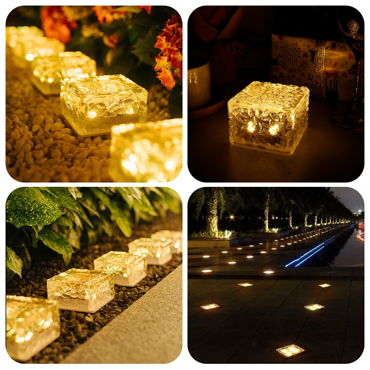 CubeGlow – Wetterfeste solarbetriebene Eiswürfel-Lampe für stilvolle Garten- und Terrassenatmosphäre