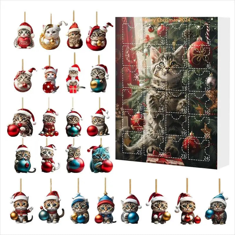 Adventskalender mit Weihnachtsbaumschmuck 2025 Süße Tiercomic