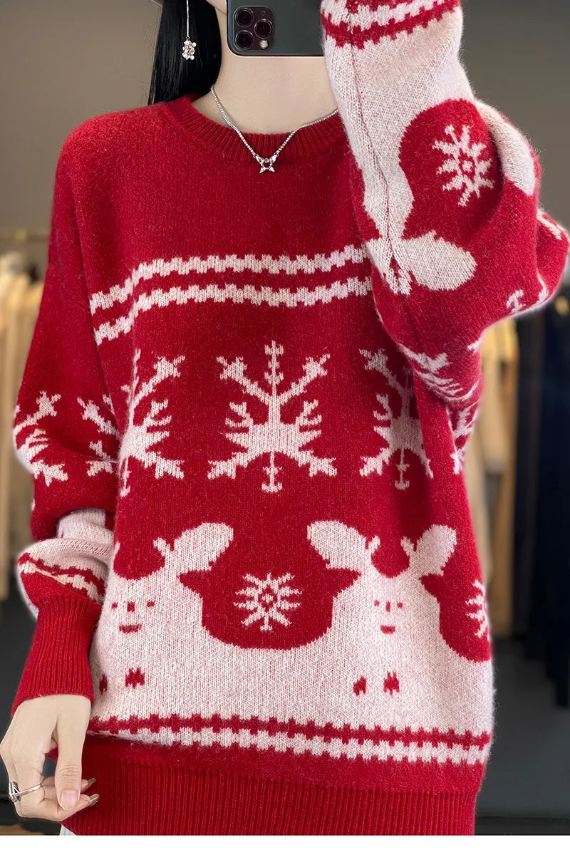 Dana - Frauen Weihnachts Strickwolle Pullover