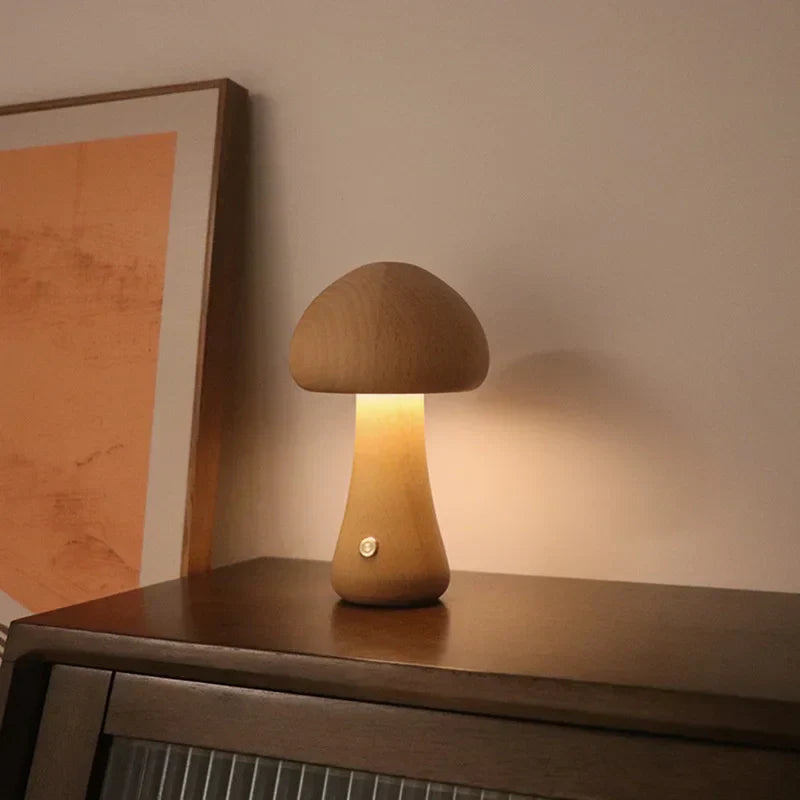 MystiGlow Holzschwamm Tischlampe