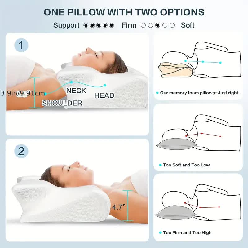 SleepEase Schmetterlings-Memory-Schaumkissen – Ergonomische Unterstützung für Seiten- und Rückenschläfer