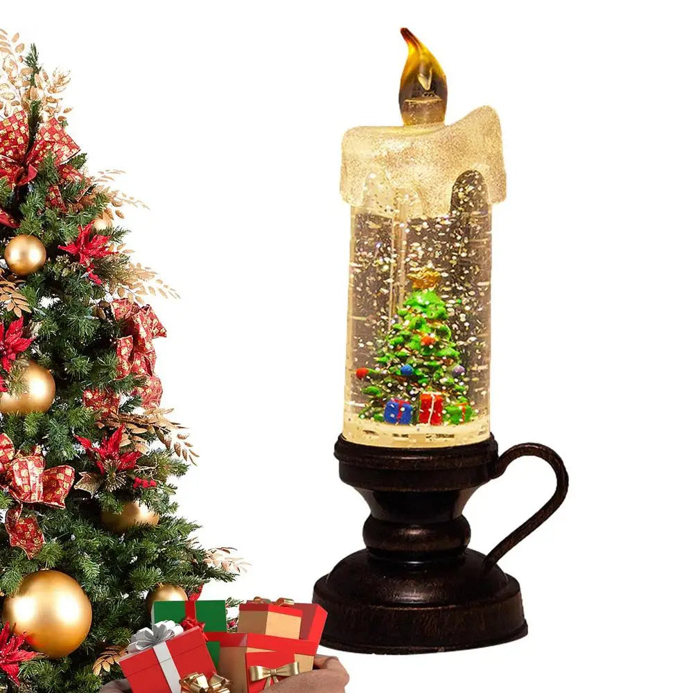 Julesne Flammeloses Stimmungslicht mit glitzerndem Schnee