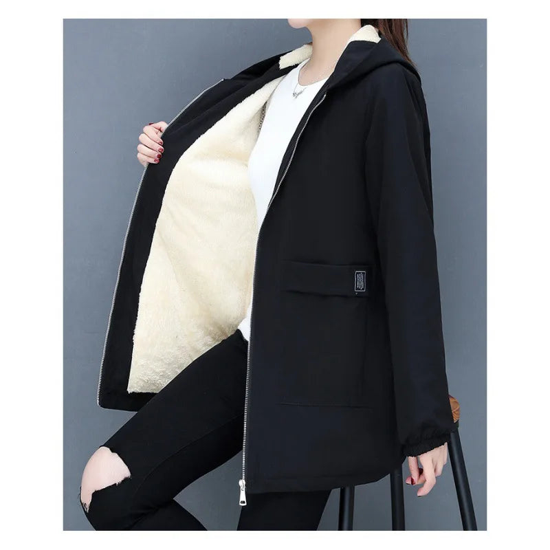 Vera Cozy Woll gepolsterte Jacke mit Kapuze
