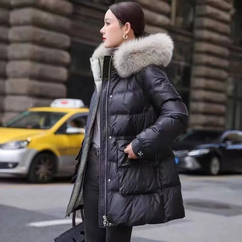 Seleste Mode Pufferjacke aus Kunstpelz