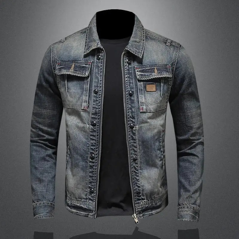 Felipe - Dunkel blaue Waschdenimjacke für Männer im Notfall