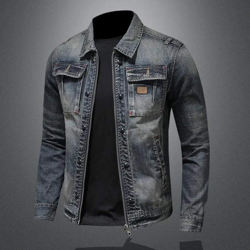 Felipe - Dunkel blaue Waschdenimjacke für Männer im Notfall