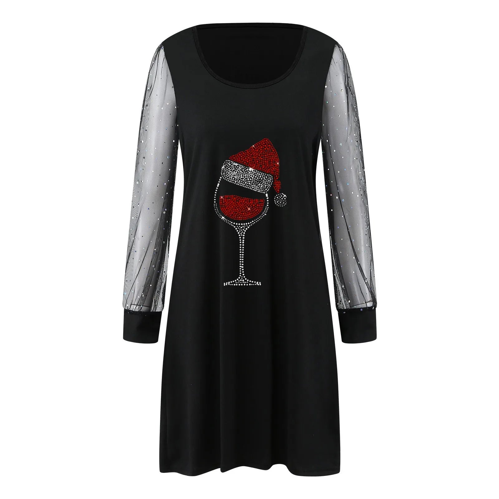Karla - Kleid aus Mesh-Patchwork mit langen Ärmeln