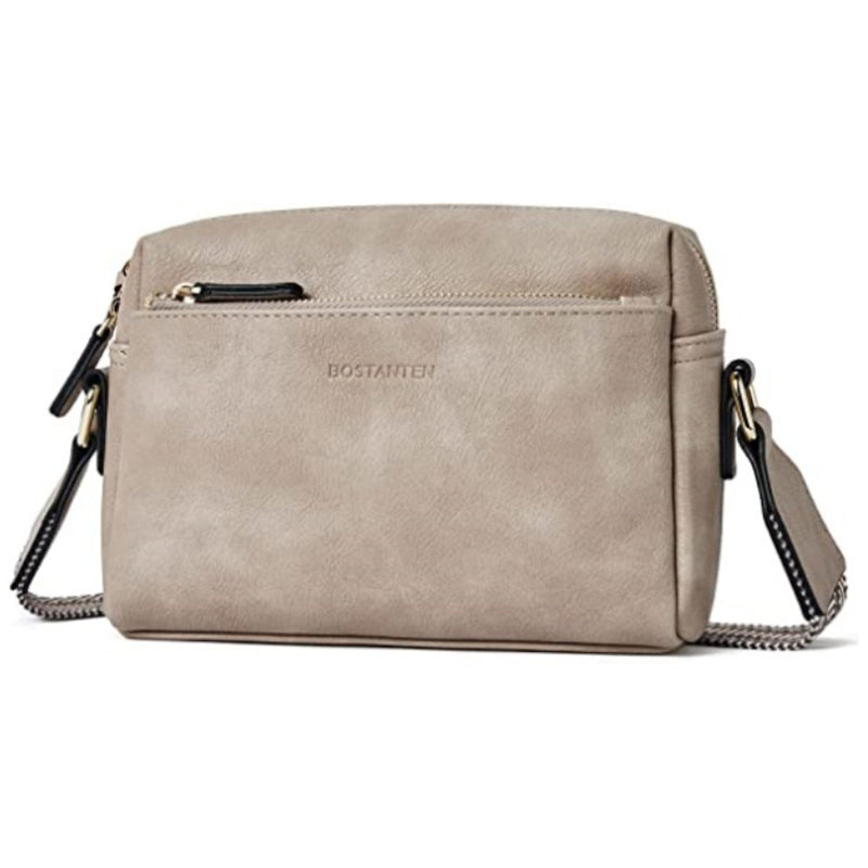 Luisa - Schultertasche mit dreifachem Reißverschluss und gestreiftem Riemen